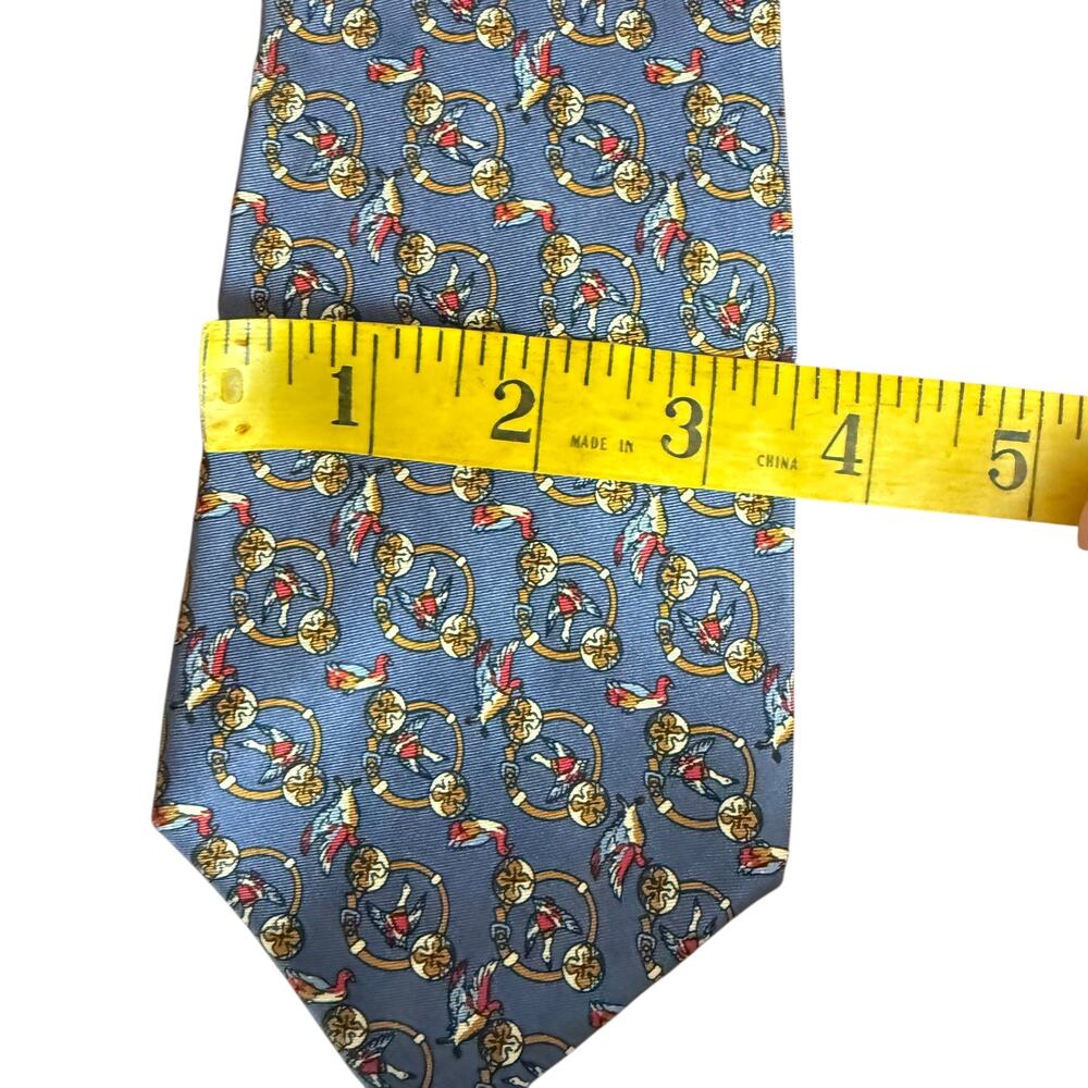 Carolina Herrera Vintage Blue Tie 100% Silk Hand Made in Italy 3 1/2 inches Wide - Picture 3 of 7